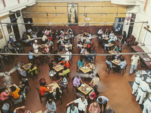 students eating inside a cafeteria